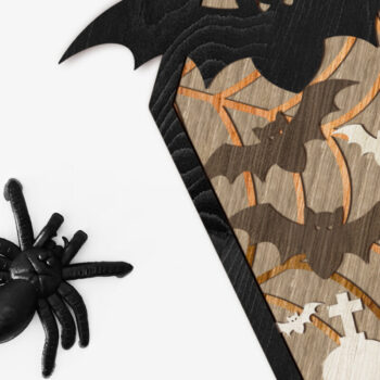 Intra απο ξύλο plywood  Χρώμα wenge 3mm-4mm πάχος - Φέρετρο με νυχτερίδα αποκριάτικη διακόσμηση Δίασταση 8x13 cm INTRAFABR-116644821 - Image 3