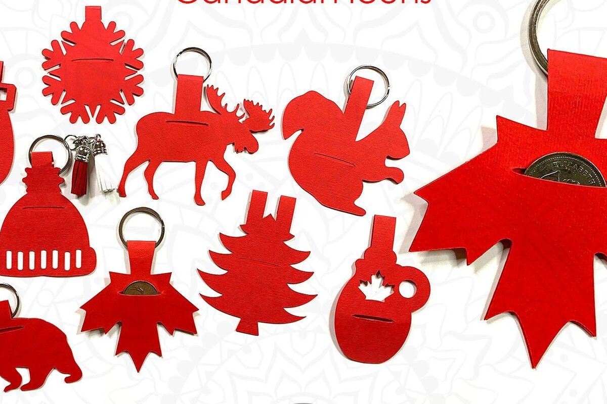 Intra απο ξύλο plywood  Χρώμα wenge 3mm-4mm πάχος - Μπρελόκ με κερματοδέκτη, καναδικά εικονίδια Δίασταση 4x4 cm INTRAFABR-116644832