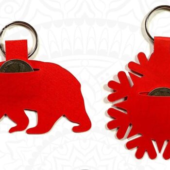 Intra απο ξύλο plywood  Χρώμα wenge 3mm-4mm πάχος - Μπρελόκ με κερματοδέκτη, καναδικά εικονίδια Δίασταση 4x4 cm INTRAFABR-116644832 - Image 3