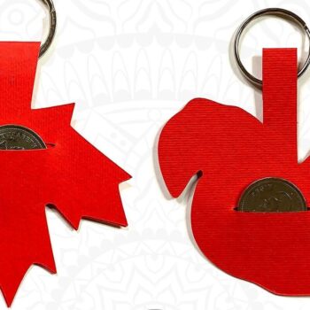 Intra απο ξύλο plywood  Χρώμα wenge 3mm-4mm πάχος - Μπρελόκ με κερματοδέκτη, καναδικά εικονίδια Δίασταση 4x4 cm INTRAFABR-116644832 - Image 4