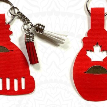 Intra απο ξύλο plywood  Χρώμα wenge 3mm-4mm πάχος - Μπρελόκ με κερματοδέκτη, καναδικά εικονίδια Δίασταση 4x4 cm INTRAFABR-116644832 - Image 5