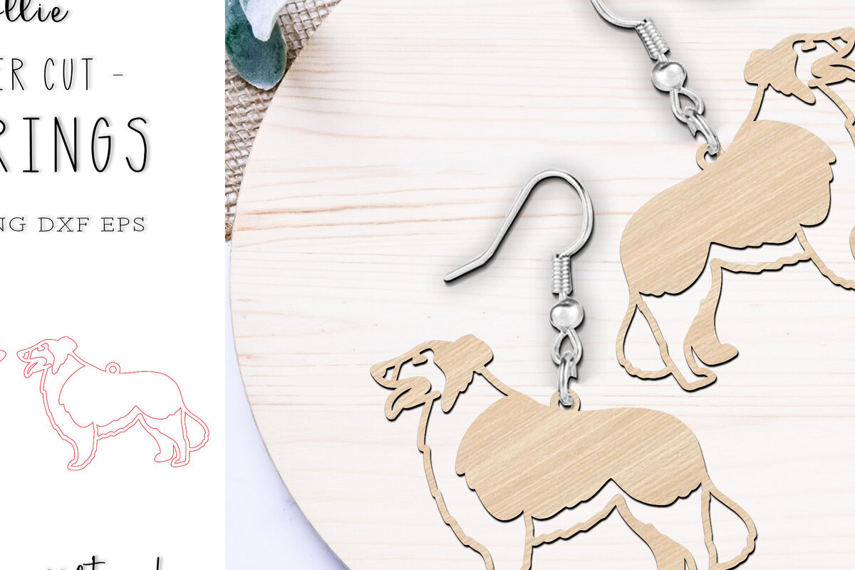 Intra απο ξύλο plywood  Χρώμα wenge 3mm-4mm πάχος - Σκουλαρίκια Collie Dog με λέιζερ Δίασταση 900x900 cm INTRAFABR-117772741