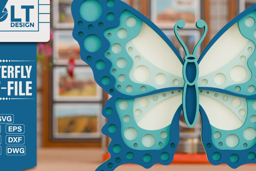 Intra απο ξύλο plywood  Χρώμα wenge 3mm-4mm πάχος - Σχεδιασμός Χειροτεχνίας Colorful Butterfly Δίασταση 4x4 cm INTRAFABR-25540659