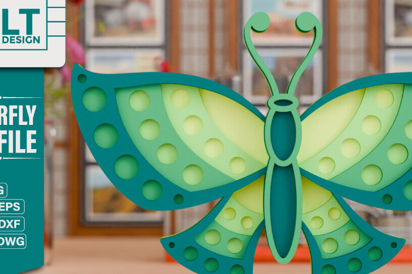 Intra απο ξύλο plywood  Χρώμα wenge 3mm-4mm πάχος - Σχεδιασμός Χειροτεχνίας Colorful Butterfly Δίασταση 4x4 cm INTRAFABR-25542098