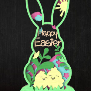 Intra απο ξύλο plywood  Χρώμα wenge 3mm-4mm πάχος - Πολύχρωμο Happy Easter Bunny Δίασταση 6x6 cm INTRAFABR-25539754