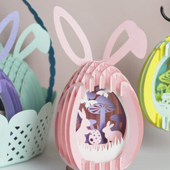 Intra απο ξύλο plywood Χρώμα wenge 3mm-4mm πάχος - Combo 5 Easter Eggs Popup 3D Δίασταση 21x29 cm INTRAFABR-60797970 - Image 2