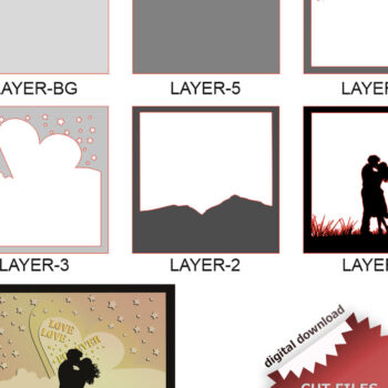 Intra απο ξύλο plywood  Χρώμα wenge 3mm-4mm πάχος - Combo Couples 3 Light Box Templates Δίασταση 18x18 cm INTRAFABR-62539092 - Image 7