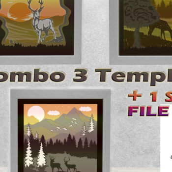 Intra απο ξύλο plywood Χρώμα wenge 3mm-4mm πάχος - Combo Deers 3 Templates + 1 Light Box Δίασταση 18x18 cm INTRAFABR-62539113 - Image 1