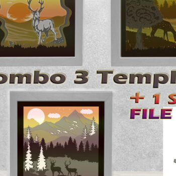 Intra απο ξύλο plywood Χρώμα wenge 3mm-4mm πάχος - Combo Deers 3 Templates + 1 Light Box Δίασταση 18x18 cm INTRAFABR-62539113 - Image 2