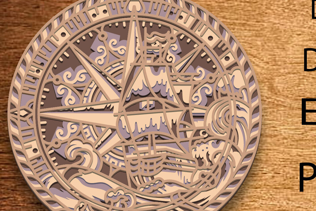 Intra απο ξύλο plywood  Χρώμα wenge 3mm-4mm πάχος - Compass Mandala Multilayer /3D Δίασταση 30x30 cm INTRAFABR-61592793