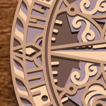 Intra απο ξύλο plywood Χρώμα wenge 3mm-4mm πάχος - Compass Mandala Multilayer /3D Δίασταση 30x30 cm INTRAFABR-61592793 - Image 2