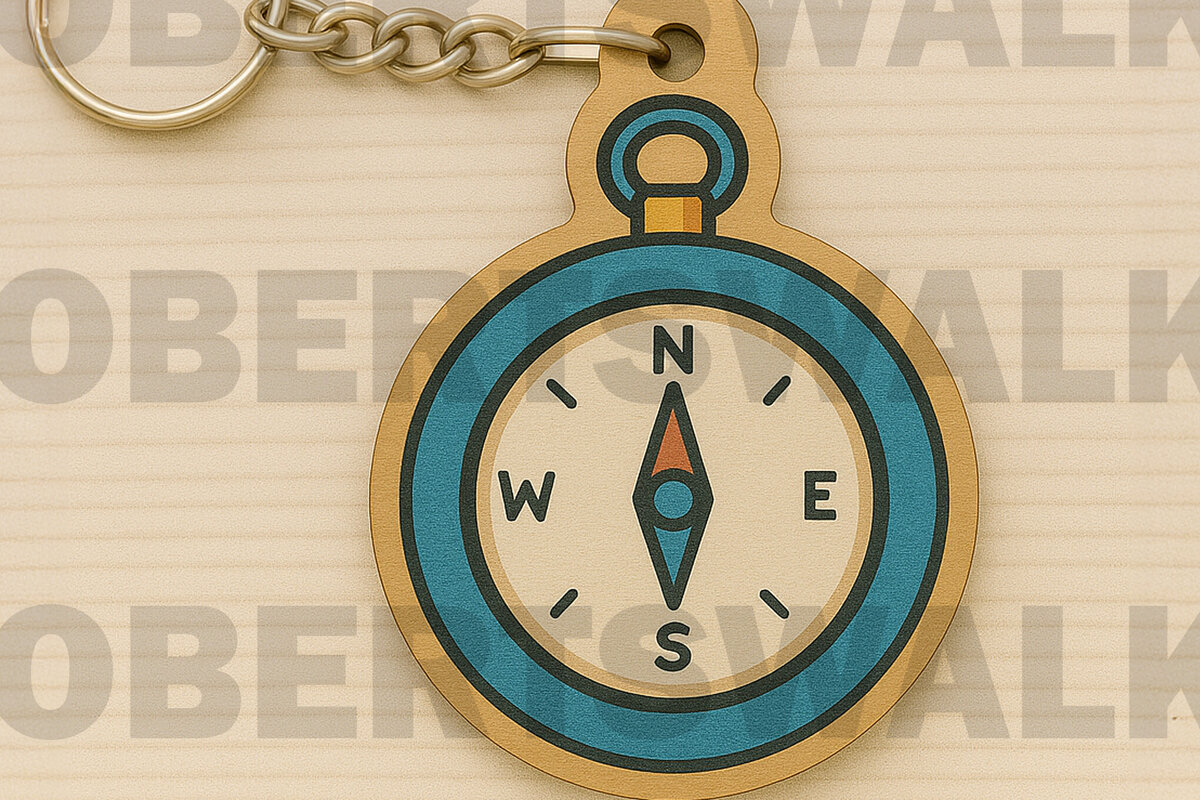 Intra απο ξύλο plywood  Χρώμα wenge 3mm-4mm πάχος - Μπρελόκ πυξίδας Δίασταση 4x4 cm INTRAFABR-61592753