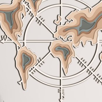 Intra απο ξύλο plywood  Χρώμα wenge 3mm-4mm πάχος - COMPASS MAP Έργο κοπής ξύλου με λέιζερ Δίασταση 32x27 cm INTRAFABR-25985754 - Image 2