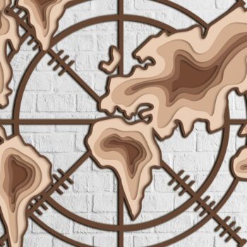 Intra απο ξύλο plywood  Χρώμα wenge 3mm-4mm πάχος - COMPASS MAP Έργο κοπής ξύλου με λέιζερ Δίασταση 32x27 cm INTRAFABR-25985754 - Image 3