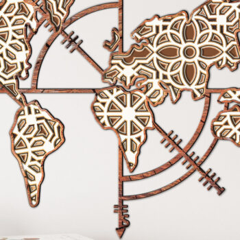 Intra απο ξύλο plywood Χρώμα wenge 3mm-4mm πάχος - με λέιζερ πολλαπλών επιπέδων χάρτη πυξίδας Δίασταση 24x28 cm INTRAFABR-25463866 - Image 1