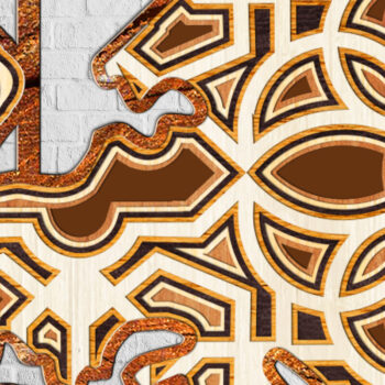 Intra απο ξύλο plywood Χρώμα wenge 3mm-4mm πάχος - με λέιζερ πολλαπλών επιπέδων χάρτη πυξίδας Δίασταση 24x28 cm INTRAFABR-25463866 - Image 3