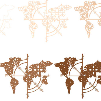 Intra απο ξύλο plywood Χρώμα wenge 3mm-4mm πάχος - με λέιζερ πολλαπλών επιπέδων χάρτη πυξίδας Δίασταση 24x28 cm INTRAFABR-25463866 - Image 6