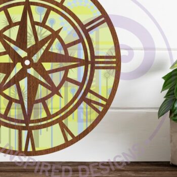 Intra απο ξύλο plywood Χρώμα wenge 3mm-4mm πάχος - Ρολόι τοίχου Compass Files, Δίασταση 30x20 cm INTRAFABR-59922019 - Image 2