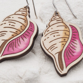 Intra απο ξύλο plywood  Χρώμα wenge 3mm-4mm πάχος - Σκουλαρίκια με κοχύλι Cut Δίασταση 3x3 cm INTRAFABR-112163020 - Image 1