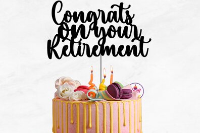 Intra απο ξύλο plywood  Χρώμα wenge 3mm-4mm πάχος - Συγχαρητήρια για τη συνταξιοδότησή σας Cake Topper Δίασταση 20x20 cm INTRAFABR-25001818