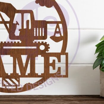 Intra απο ξύλο plywood  Χρώμα wenge 3mm-4mm πάχος - Construction Digger Name Sign Laser Δίασταση 30x20 cm INTRAFABR-69822763 - Image 1