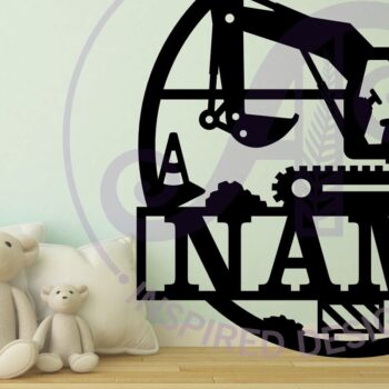 Intra απο ξύλο plywood  Χρώμα wenge 3mm-4mm πάχος - Construction Digger Name Sign Laser Δίασταση 30x20 cm INTRAFABR-69822763 - Image 2