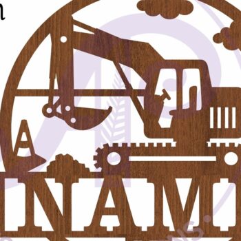 Intra απο ξύλο plywood  Χρώμα wenge 3mm-4mm πάχος - Construction Digger Name Sign Laser Δίασταση 30x20 cm INTRAFABR-69822763 - Image 4