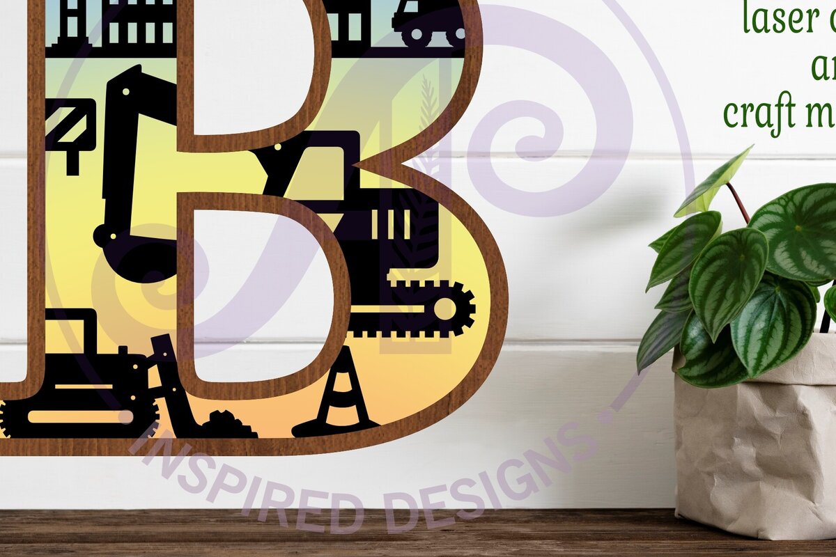 Intra απο ξύλο plywood  Χρώμα wenge 3mm-4mm πάχος - Κατασκευή Large B Wall Letter 3 Layer Δίασταση 30x20 cm INTRAFABR-120133455