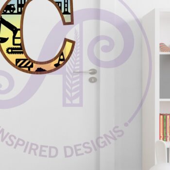 Intra απο ξύλο plywood  Χρώμα wenge 3mm-4mm πάχος - Κατασκευή Large C Wall Letter 3 Layer Δίασταση 30x20 cm INTRAFABR-12250360 - Image 3