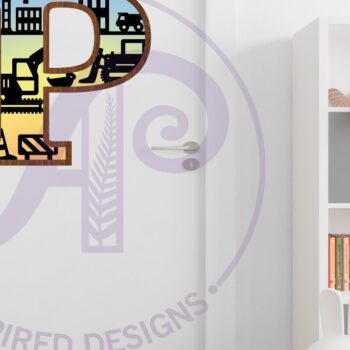 Intra απο ξύλο plywood  Χρώμα wenge 3mm-4mm πάχος - Κατασκευή Large P Wall Letter 3 Layer Δίασταση 30x20 cm INTRAFABR-121883355 - Image 3