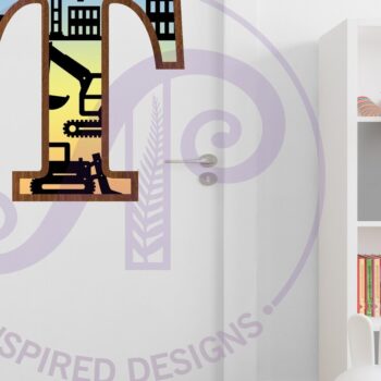 Intra απο ξύλο plywood  Χρώμα wenge 3mm-4mm πάχος - Κατασκευή Large T Wall Letter 3 Layer Δίασταση 30x20 cm INTRAFABR-68457459 - Image 3