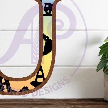 Intra απο ξύλο plywood  Χρώμα wenge 3mm-4mm πάχος - Κατασκευή Large U Wall Letter 3 Layer Δίασταση 30x20 cm INTRAFABR-29796691 - Image 1