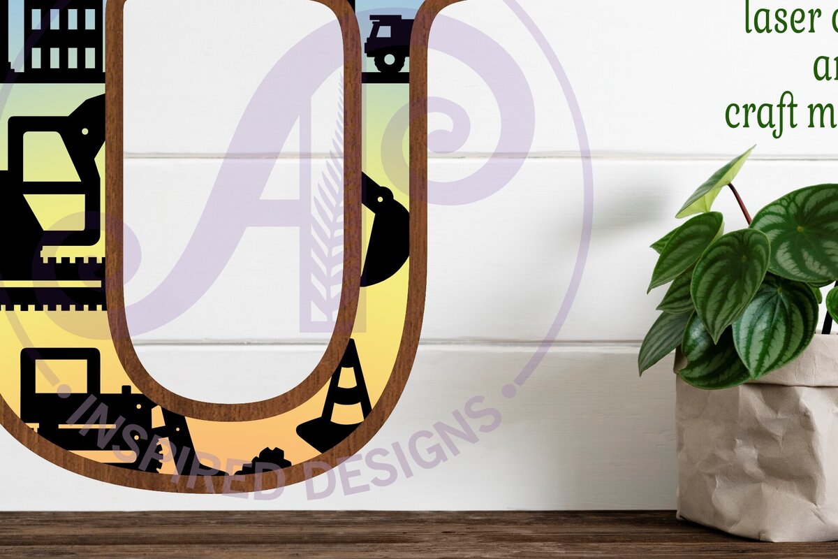 Intra απο ξύλο plywood  Χρώμα wenge 3mm-4mm πάχος - Κατασκευή Large U Wall Letter 3 Layer Δίασταση 30x20 cm INTRAFABR-29796691