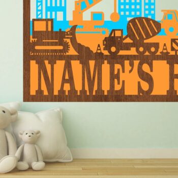 Intra απο ξύλο plywood  Χρώμα wenge 3mm-4mm πάχος - Πινακίδα ονόματος σκηνής κατασκευής 3 επιπέδων Δίασταση 30x20 cm INTRAFABR-40381109 - Image 1