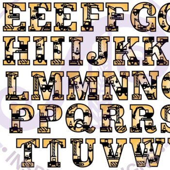 Intra απο ξύλο plywood  Χρώμα wenge 3mm-4mm πάχος - Σετ Αλφαβήτου με θέμα Κατασκευές. 2 στρώμα Δίασταση 30x20 cm INTRAFABR-102550066 - Image 4