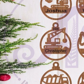 Intra απο ξύλο plywood  Χρώμα wenge 3mm-4mm πάχος - Χριστουγεννιάτικο στολίδι οχημάτων κατασκευής Δίασταση 6x6 cm INTRAFABR-102550219 - Image 1