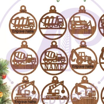 Intra απο ξύλο plywood  Χρώμα wenge 3mm-4mm πάχος - Χριστουγεννιάτικο στολίδι οχημάτων κατασκευής Δίασταση 6x6 cm INTRAFABR-102550219 - Image 2