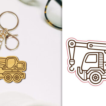 Intra απο ξύλο plywood  Χρώμα wenge 3mm-4mm πάχος - Μπρελόκ οχημάτων κατασκευής Lasercut Δίασταση 4x4 cm INTRAFABR-40953197 - Image 1