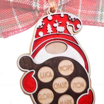 Intra απο ξύλο plywood  Χρώμα wenge 3mm-4mm πάχος - Cookies Στολίδι , Gnome Christmas Δίασταση 6x6 cm INTRAFABR-106046863 - Image 1