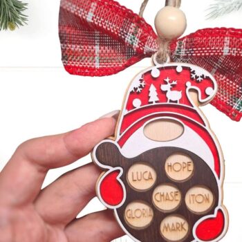 Intra απο ξύλο plywood  Χρώμα wenge 3mm-4mm πάχος - Cookies Στολίδι , Gnome Christmas Δίασταση 6x6 cm INTRAFABR-106046863 - Image 2