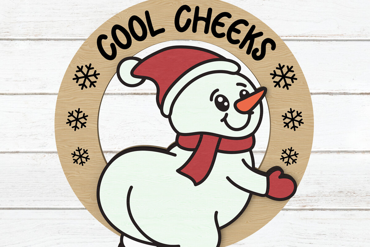 Intra απο ξύλο plywood  Χρώμα wenge 3mm-4mm πάχος - Στολίδι με Cool Cheeks Snowman Δίασταση 6x6 cm INTRAFABR-111697035