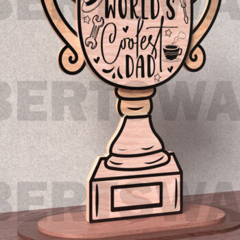 Intra απο ξύλο plywood Χρώμα wenge 3mm-4mm πάχος - Coolest Dad Trophy Δίασταση 20x20 cm INTRAFABR-37838271 - Image 2