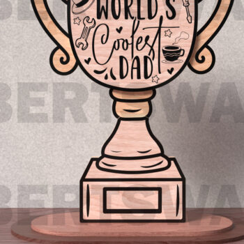 Intra απο ξύλο plywood Χρώμα wenge 3mm-4mm πάχος - Coolest Dad Trophy Δίασταση 20x20 cm INTRAFABR-37838271 - Image 3