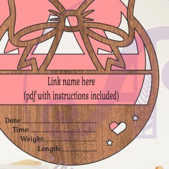 Intra απο ξύλο plywood Χρώμα wenge 3mm-4mm πάχος - Coquette Bow Νεογέννητο Στατιστικά μωρού, Γέννηση Δίασταση 30x20 cm INTRAFABR-101051702 - Image 2