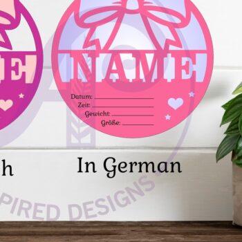 Intra απο ξύλο plywood Χρώμα wenge 3mm-4mm πάχος - Coquette Bow Νεογέννητο Στατιστικά μωρού, Γέννηση Δίασταση 30x20 cm INTRAFABR-101051702 - Image 3