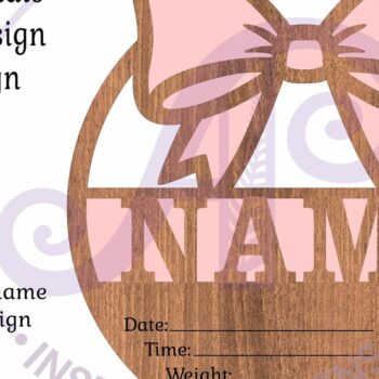 Intra απο ξύλο plywood Χρώμα wenge 3mm-4mm πάχος - Coquette Bow Νεογέννητο Στατιστικά μωρού, Γέννηση Δίασταση 30x20 cm INTRAFABR-101051702 - Image 4