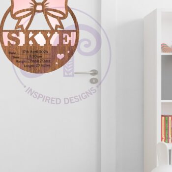 Intra απο ξύλο plywood Χρώμα wenge 3mm-4mm πάχος - Coquette Bow Νεογέννητο Στατιστικά μωρού, Γέννηση Δίασταση 30x20 cm INTRAFABR-101051702 - Image 5