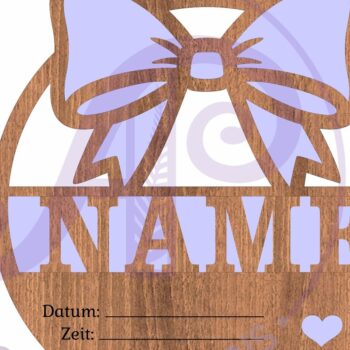 Intra απο ξύλο plywood Χρώμα wenge 3mm-4mm πάχος - Coquette Bow Νεογέννητο Στατιστικά μωρού, Γέννηση Δίασταση 30x20 cm INTRAFABR-101051702 - Image 6