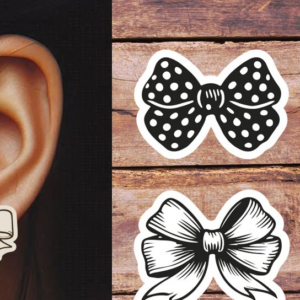 Intra απο ξύλο plywood  Χρώμα wenge 3mm-4mm πάχος - Σκουλαρίκια με φιόγκους κοκέτας | Laser Glowforge Δίασταση 3x3 cm INTRAFABR-78945238