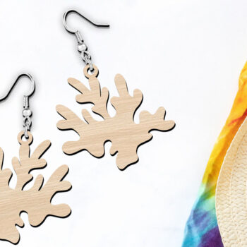 Intra απο ξύλο plywood  Χρώμα wenge 3mm-4mm πάχος - κοπής με λέιζερ Coral Summer Earrings Δίασταση 900x900 cm INTRAFABR-18309806 - Image 3